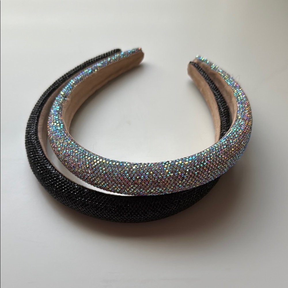 2pcs Rhinestone Headbands Women Sparkly Bling Headbands Black and Multicolor - Picture 2 of 13